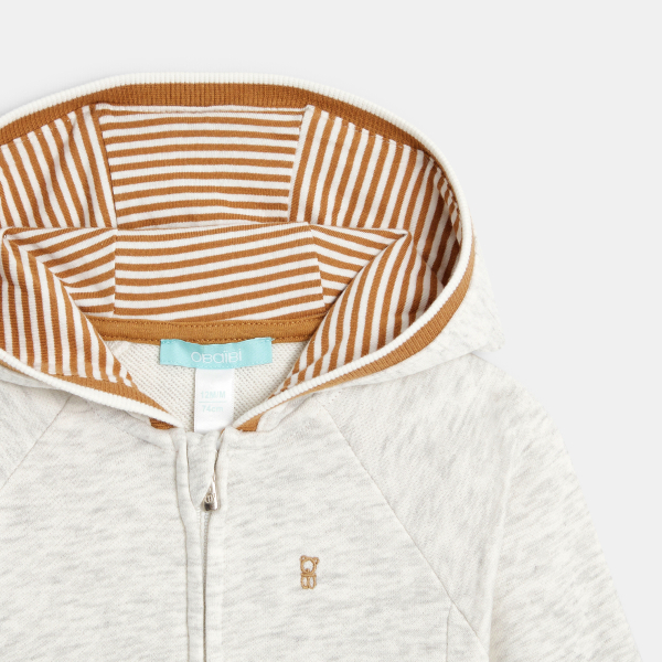 سويت شيرت ميلتون رمادي بسحّاب مع غطاء رأس للأولاد الصغار